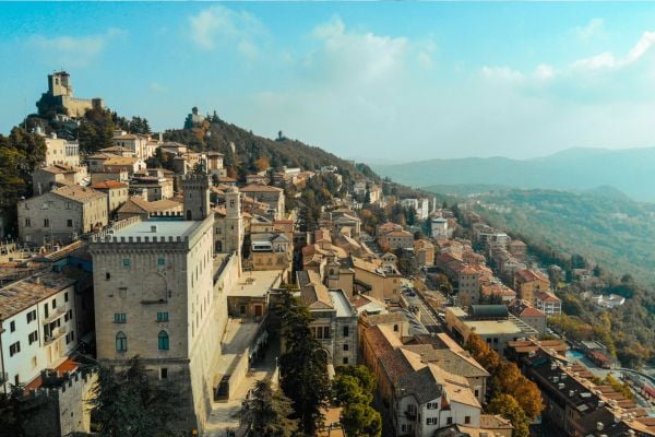 An ancient town on the mountains of San Marino