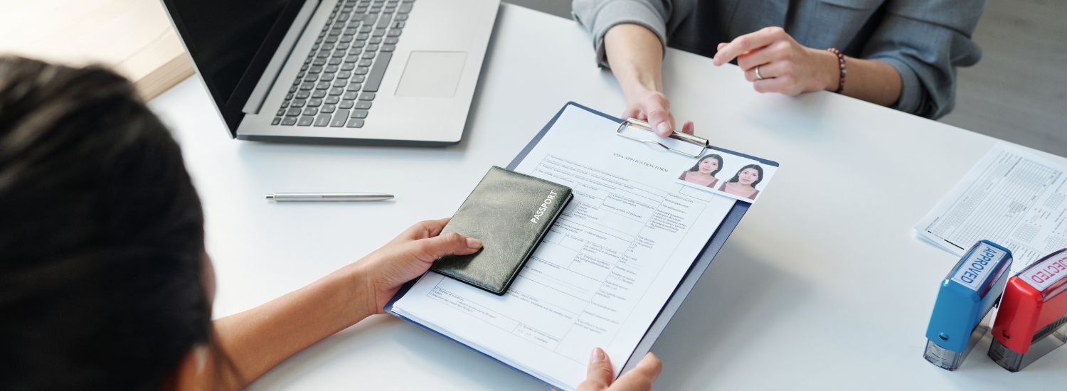 Woman completing an Australian visa
