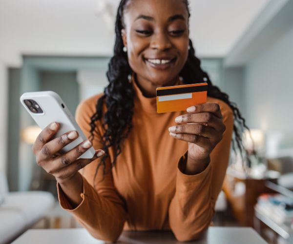 Woman opening a bank account in Canada