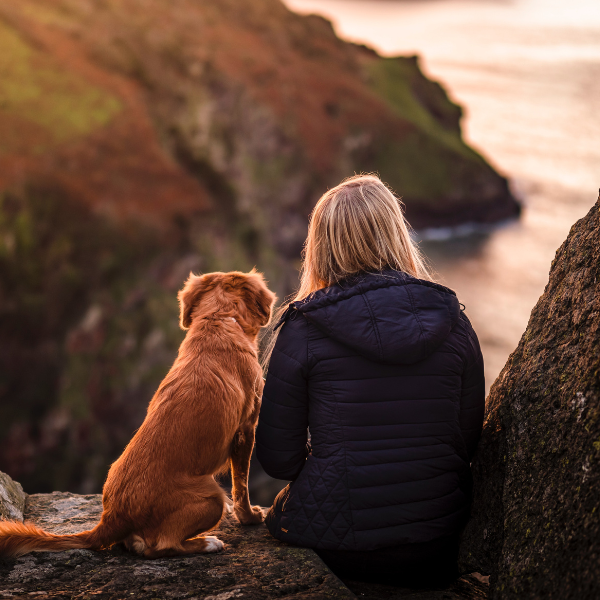 Woman and dog in the UK